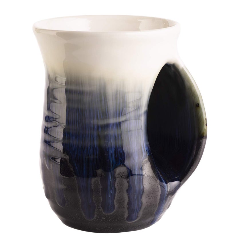 Gute Hand Warmer Mug, Ceramic and Hand Painted - Contoured Pocket will Hold Warmth From The Heat Of Your Drink To Keep Your Fingers Warm, Comfy Handwarmer Gift, Winter Stocking Stuffer Gifts - Right Handed - Image 1